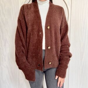 Urban Outfitters Brown Fuzzy Cardigan